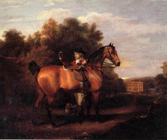 Henry Walton A Gentleman,Said to Be mr Richard Bendyshe with his Favorite Hunter in a Landscape oil painting picture